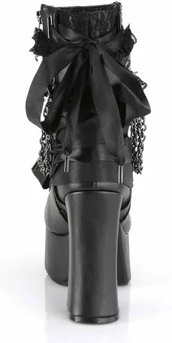 Miniatura 5 de MSYINGL Botas de plataforma para mujer, botas de tobillo gruesas con cremallera lateral, con cadena y corbatín, botas góticas punk de moda