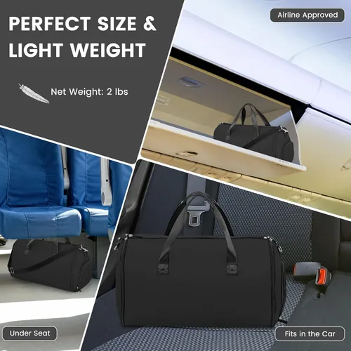 Miniatura 7 de Goplus Bolsa de mano para ropa, bolsa de viaje impermeable con compartimento para zapatos, correa de hombro desmontable, maleta 2 en 1, bolsa