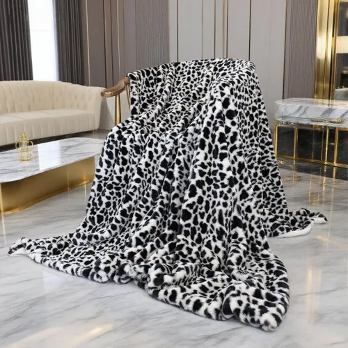 Miniatura 9 de Velboa Manta de Leopardo Súper Suave de Doble Capa Ropa de Cama Funda Gruesa para Sofá Manta de Piel Sintética Peluda y Difusa