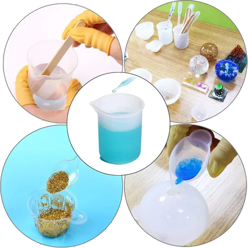 Miniatura 8 de Woohome Kit de herramientas de 58 tazas medidoras de resina, kit de herramientas de resina epoxi incluye 3 estilos de taza de medición de silicona