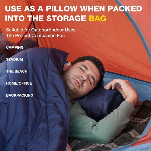 Miniatura 6 de DUKUSEEK - Manta de camping portátil para exteriores con capucha, manta grande plegable para mochileros con capucha para estadios, edredón ligero