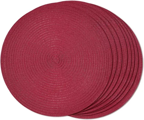 Miniatura 26 de FunWheat Juego de 4 manteles individuales redondos trenzados para mesas de comedor, manteles tejidos resistentes al calor, 15 pulgadas