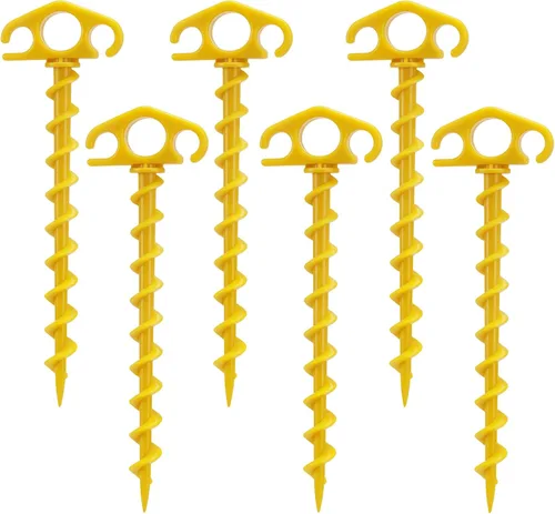 Miniatura 18 de Estacas de Anclaje para Tienda de Campaña Atornillables, Paquete de 6 Estacas de Arena para Playa de 9.4 Pulgadas, Clavijas Espirales Resistentes