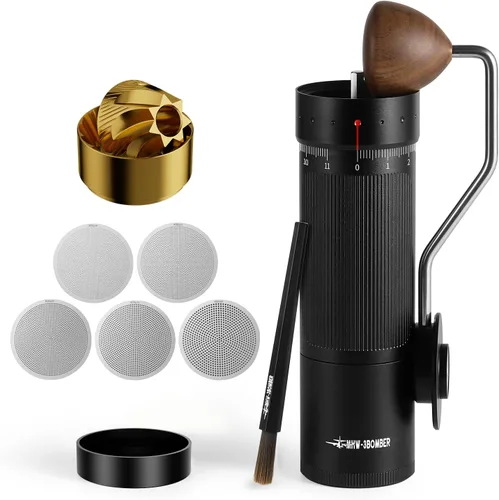 MHW-3BOMBER R3 Pro - Molinillo de café manual, rebaba cónica con revestimiento de titanio mejorada 2026, molinillo manual de ajuste externo para
