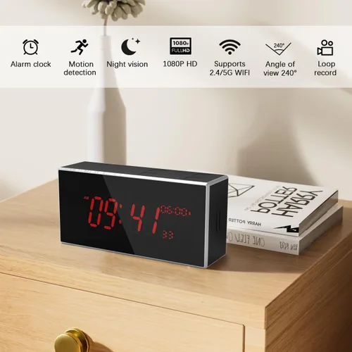 Miniatura 2 de Reloj de cámara Full HD 1080P inalámbrico con visión nocturna, cámara oculta con detección de movimiento, ultra gran angular de 160° 2.4/5Ghz