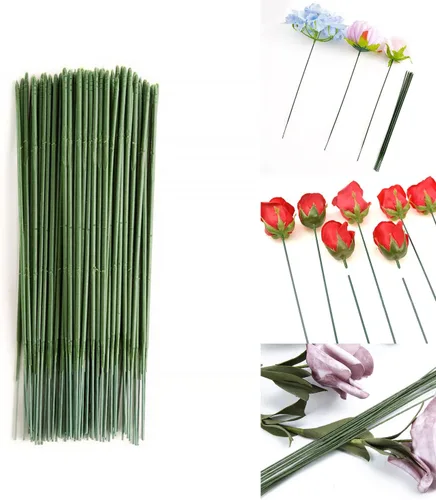 100 piezas de tallo floral de plástico de 7.87 pulgadas/7.9 in, varillas de flores artificiales, accesorios para hacer alambre, manualidades, ramo