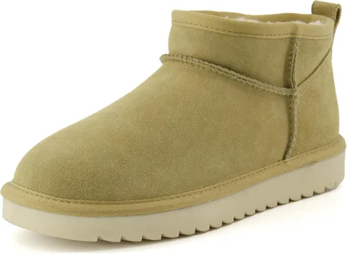 Miniatura 9 de CUSHIONAIRE, Hip 2 - Botas de nieve de gamuza auténtica para mujer, sin cordones, con cómodo forro de piel de oveja sintética + espuma viscoelástica