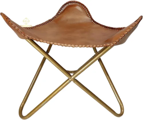 Miniatura 37 de Pie plegable de mariposa de cuero Acento de salón, camping, caminar, caza, senderismo, pesca, viajes (beige)