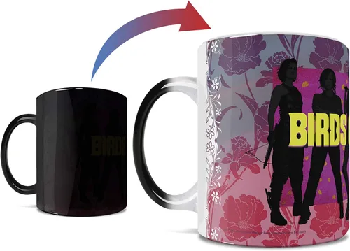 Morphing Mugs DC Comics – Birds of Prey – Harley Quinn – Black Canary – Una taza de cerámica sensible al calor que cambia de color de 11 onzas –