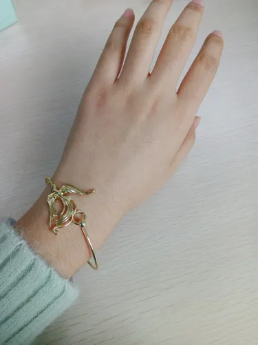 Miniatura 5 de manzhen Gold-tone Phoenix Bangle Buena Suerte pulsera pájaro pulsera estilo chino atar el nudo
