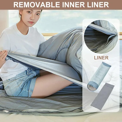 Miniatura 7 de Saco de dormir de 0 grados para adultos, compacto, ligero, para clima frío, para 2-3 estaciones, camping, mochilero, se adapta a 5°F ~ 50°F, 4.3