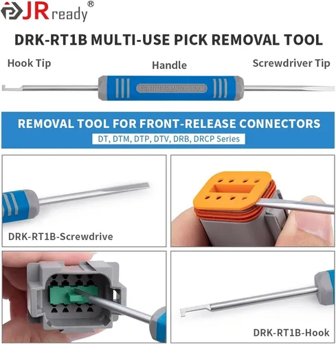 Miniatura 5 de JRready ST6327-8 Kit de conectores Deutsch de 8 pines serie DT, conector DT gris impermeable de 8 pines (5 juegos), tamaño 16 contactos estampados