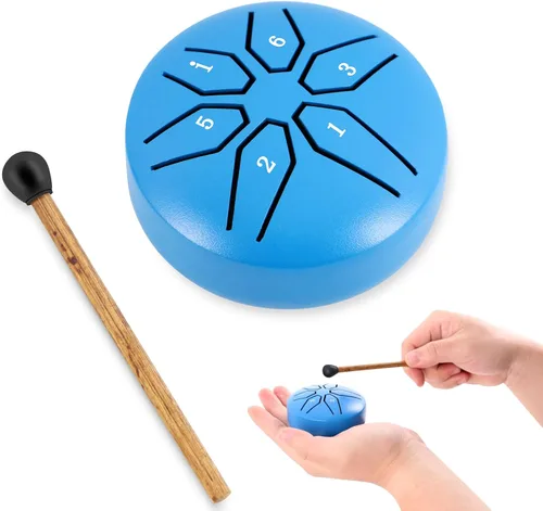 Miniatura 10 de EASTROCK Mini Tambor de Lengua de Acero para Niños 3 Pulgadas 6 Notas Instrumento de Percusión Handpan Clave de Do con Mazos, Libro de Música Violeta