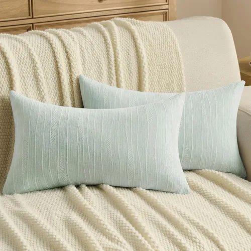 Miniatura 17 de FUTEI Paquete de 2 fundas de cojín de felpilla de 16 x 16 pulgadas, fundas de cojín decorativas con textura de línea suave, decoración moderna