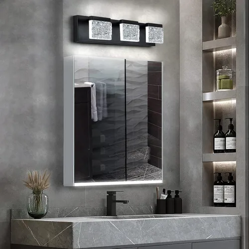 Miniatura 7 de EDISLIVE Moderna lámpara de tocador de baño de 21.7 pulgadas, 3 luces LED regulables para pared de baño, para sala de estar, dormitorio, 6000 K