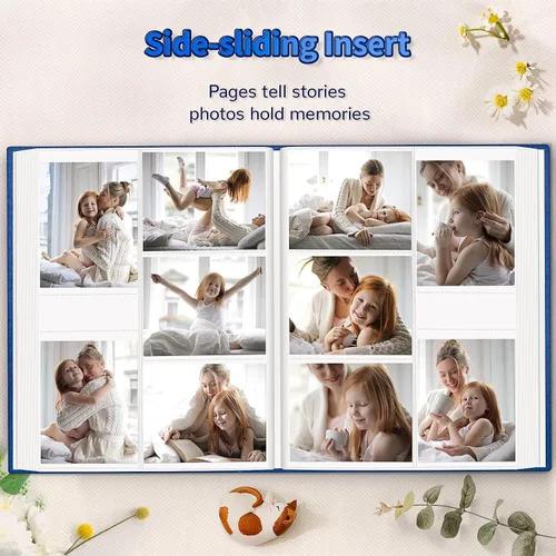 Miniatura 5 de Álbum de fotos Artfeel 4x6 con 600 bolsillos, álbumes de fotos deslizables, libro de memorias con cubierta de lino y ventana frontal, libro de fotos