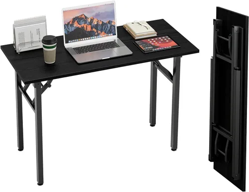 Miniatura 19 de TEMI Mesa de Computadora Pequeña Mesa Plegable - Escritorio de Oficina Plegable de 35.8", Sin Ensamblaje, Perfecto para Espacios Pequeños