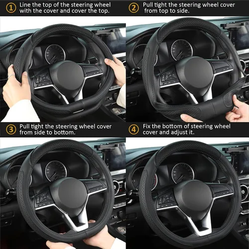 Miniatura 8 de West Llama - Funda personalizada para volante de automóvil para Nissan, funda para volante en forma de D para Rogue, Altima, Kicks (Forma D-Negro)