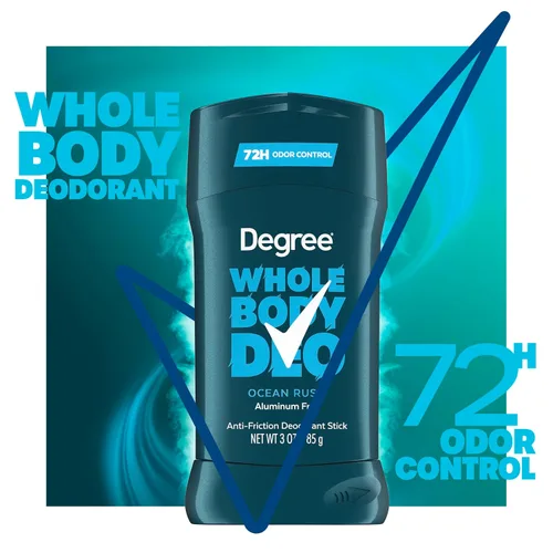 Miniatura 4 de Degree Desodorante en barra de cuerpo entero para hombre, aroma Ocean Rush, se desliza sobre transparente + absorbe el sudor, sin aluminio