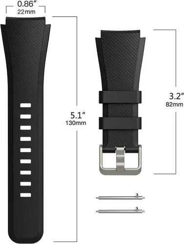 Miniatura 8 de TiMOVO Correa compatible con Samsung Gear S3 Frontier/Galaxy Watch 3 1.772 in/Galaxy Watch 1.811 in, 0.866 in Correa de silicona suave para S3 Negro