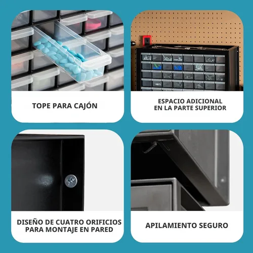 Miniatura 5 de IRIS USA Cajones Organizadores de Cuentas, 64 Cajones, Tornillo Herramienta Electrónica Hardware Tuercas y Pernos Gabinete de Almacenamiento de Negro