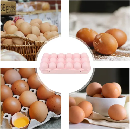 Miniatura 8 de Hemoton 2 soportes para huevos para refrigerador, caja de almacenamiento de huevos para refrigerador, dispensador de huevos, bandeja