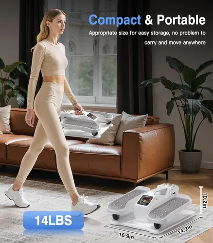 Miniatura 3 de Portable Under Desk Elliptical Machine with Wireless Remote. 12 Manual & 3 Automatic Speeds. Pedal Ellipse Leg Exerciser. Leg Exerciser While Blanco