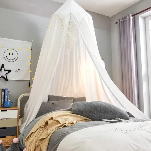 Miniatura 3 de Toldo de cama para niñas, toldo colgante redondo para cuna de bebé, decoración de habitación de cama de niños, rincón de lectura, interior y Blanco