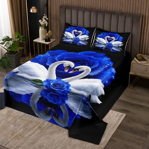 Miniatura 15 de Erosebridal Juego de edredón de león, color turquesa, verde azulado, rosa para mujeres y hombres, juego de colcha de flores de animales salvajes