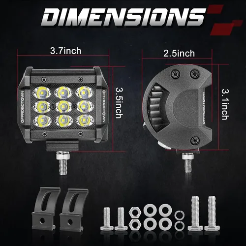 Miniatura 2 de OFFROADTOWN Cápsulas LED 2 piezas 4 pulgadas Barra de luz de 54 W con fila triple, focos cúbicos, luz de trabajo 5400 lm, impermeable, luces