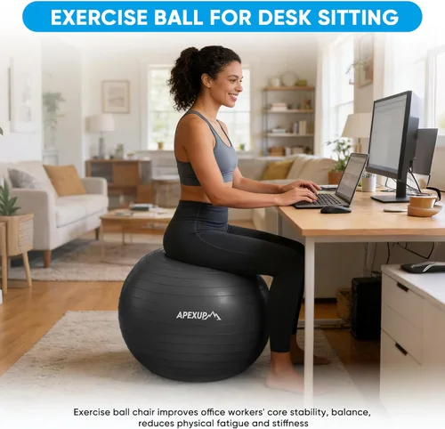 Miniatura 5 de APEXUP Pelota de Yoga Pelota de Ejercicio Antideslizante Resistente para Fitness, Equilibrio y Entrenamiento del Core