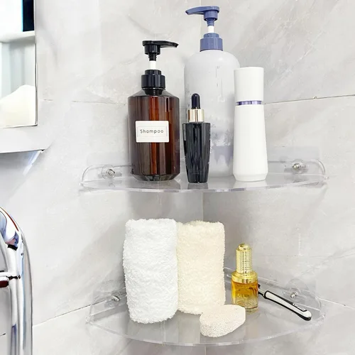 Miniatura 7 de Estantes esquineros de acrílico, estante adhesivo, organizador de ducha para decoración del hogar, estante de ducha transparente, estantes de baño