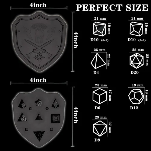 Miniatura 2 de DND - Molde de dados para fundición de resina, moldes de dados de silicona D&D de borde afilado con kit de fabricación de dados, moldes de dados DND