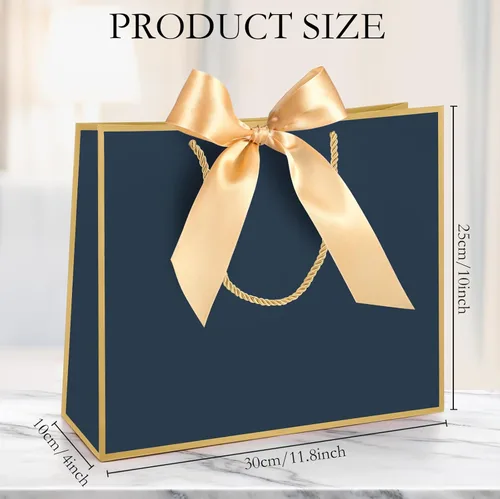 Miniatura 2 de Silkfly Bolsas de regalo de agradecimiento con asa de 12 x 10 x 4 pulgadas, elegante bolsa de regalo de bienvenida con lazo para boda, graduación