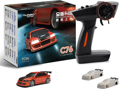 Miniatura 13 de FLYCOLOR Turbo Racing 1:76 C82 RC Truck Car Full Proporciontional RC Mini Sports Car Control remoto para adultos Regalo (negro)
