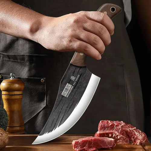Miniatura 5 de HOSHANHO - Cuchillo vikingo de 6 pulgadas, cuchillo de chef de cocina japonés de acero de alto carbono, cuchillo de carnicero forjado a mano