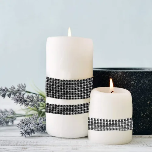 Miniatura 6 de BTSD-home Rollo de cinta de diamantes de imitación de 20 yardas, 2 rollos, para pasteles de boda, decoraciones de cumpleaños, eventos de baby Negro