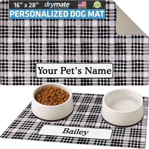Miniatura 8 de Drymate Mantel individual personalizado para tazón de mascotas, tapete personalizado de alimentación de alimentos para perros y gatos, tela Lino