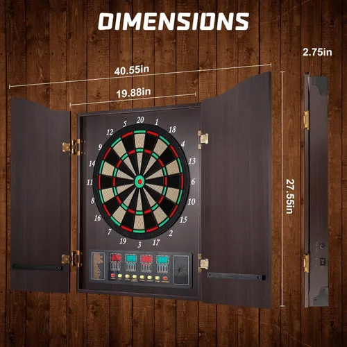 Miniatura 5 de Electronic Dart Board Cabinet Set, 12 Soft Tip Darts, Electric Dart Boards for Adults, Digital Dart Board with Integrated Scoreboard for Family Game