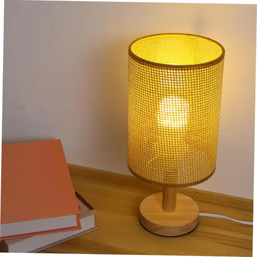 Miniatura 5 de Pantalla de lámpara tejida de ratán para lámparas de mesa, diseño de tambor rústico, cubierta de luz única para sala de estar, dormitorio