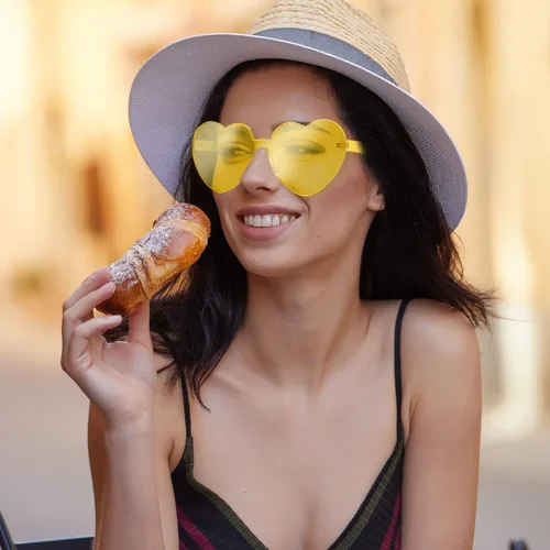 Miniatura 6 de Maxdot - Lentes de sol transparentes sin marco con forma de corazón para fiestas