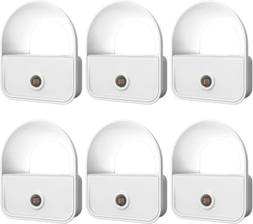 Miniatura 11 de Paquete de 6 luces nocturnas enchufables, luces nocturnas LED inteligentes con sensor de atardecer a amanecer, luces nocturnas enchufables