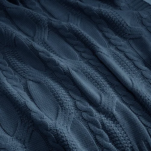 Miniatura 6 de Aormenzy Mantas de Punto Azul Pizarra Oscuro de Gran Tamaño Cable Knit Manta Decorativa de Punto Rust Suave y Acogedora Tejida para Sofá Sillón
