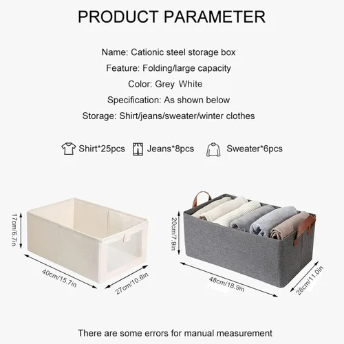 Miniatura 3 de Sistema organizador de cajas de almacenamiento plegables para armario, gran capacidad, resistente para organizar ropa, sábanas, juguetes, libros