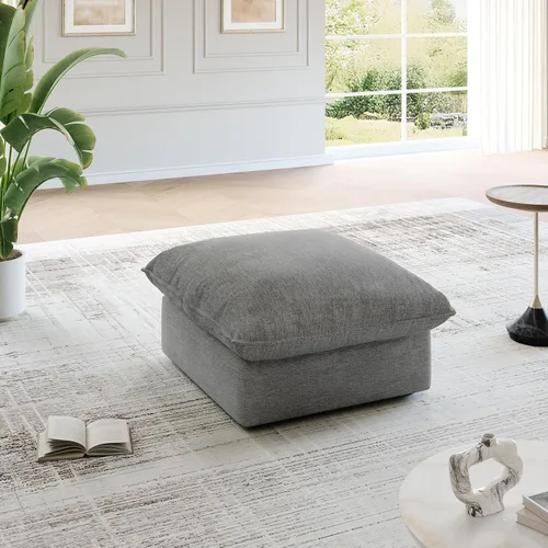 Miniatura 9 de Cloud - Sofá modular modular con relleno de plumón, sofá biplaza con respaldo alto y otomana, moderno sofá modular con funda extraíble, gris oscuro
