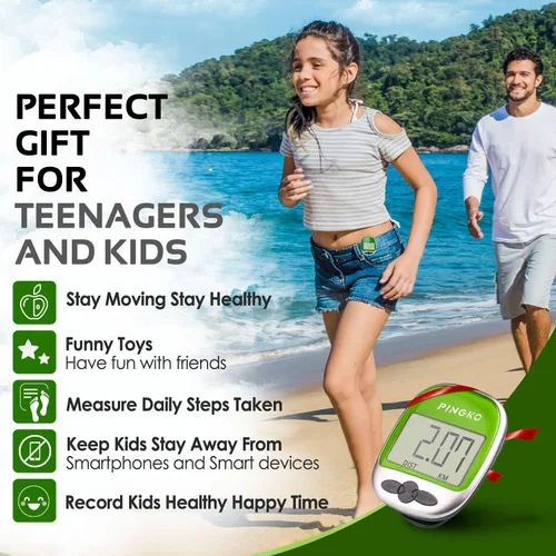 Miniatura 4 de PINGKO Podómetro portátil multifunción para exteriores, deportes, cuenta pasos/calorías/distancia Verde