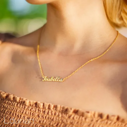 Miniatura 2 de Ldurian Valentine's Day Gifts Name Necklace Name Pendant Necklace Christmas Gifts 14K Gold Dainty Name Plate Necklaces Birthday Jewelry Gift for