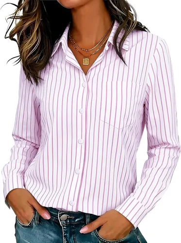 Miniatura 42 de Camisas elásticas suaves sin arrugas con botones para mujer, tops transpirables que absorben la humedad para vestir casual de trabajo