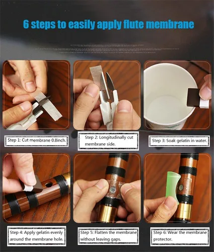 Miniatura 5 de C Key Dizi - Flauta de bambú amargo para principiantes con membrana gratis, pegamento y protector Set de instrumento chino tradicional