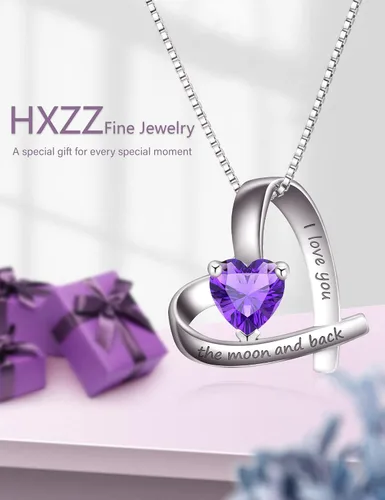 Miniatura 2 de HXZZ Fine Jewelry - Collar con colgante de plata de ley con topacio azul suizo, amatista, citrino, peridoto y ópalo, regalo para mujer, Gema